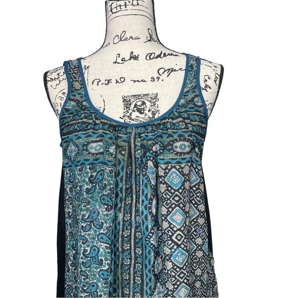 Anthropologie-One September-Patchwork Flowy Floral Paisley Ruffle Hem Top Sz XS - Picture 5 of 11